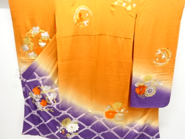 JAPANESE KIMONO / ANTIQUE KIMONO / SILK / EMBROIDERY / KINSHA / SHIBORI / UME